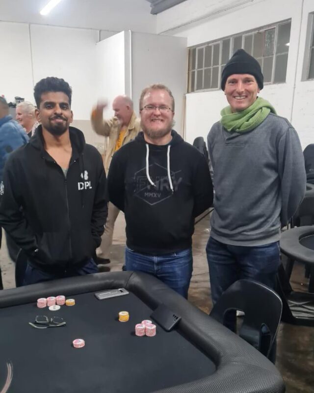 Stephen Courtney the victor, flanked by Sean Botes and Nicklas Pillay